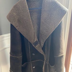 Leather and shearling coat